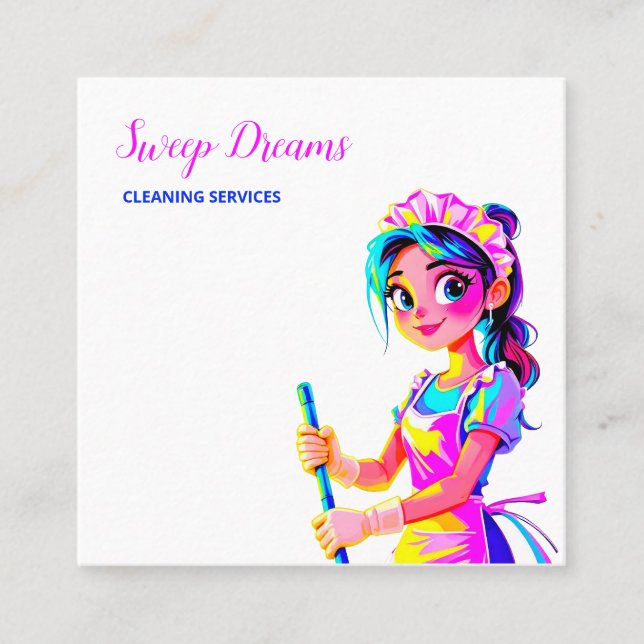 Tarjeta De Visita Cuadrada Personalizado QR Housemaid Housekeeper (Anverso)