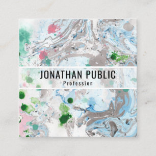 Tarjeta De Visita Cuadrada Personalizado Rosa Azul Verde Verde Moda Arte abst