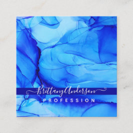 Tarjeta De Visita Cuadrada Personalizado único abstracto de agitar azul
