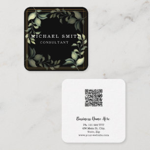 Tarjeta De Visita Cuadrada Personalized Custom Minimalist Modern QR Code Logo