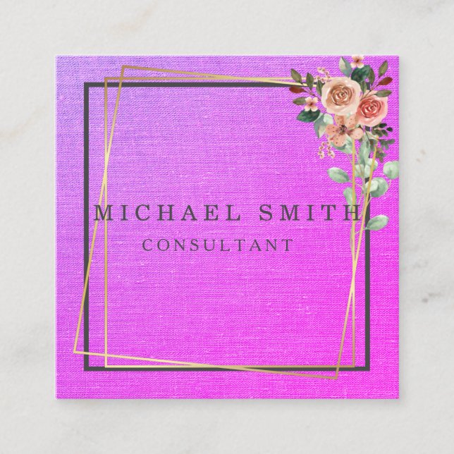 Tarjeta De Visita Cuadrada Personalized Custom Minimalist Modern QR Code Logo (Anverso)