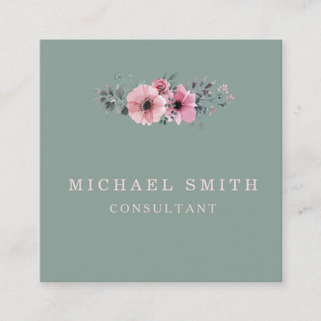 Tarjeta De Visita Cuadrada Personalized Custom Minimalist Modern QR Code Logo (Anverso)