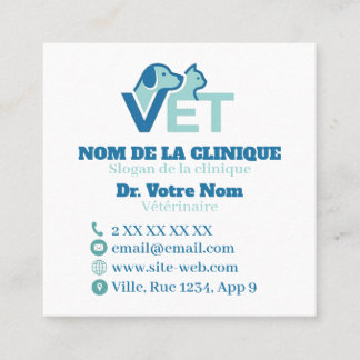 Tarjeta De Visita Cuadrada Personnalisée Vétérinaire Moderne Avec Logo