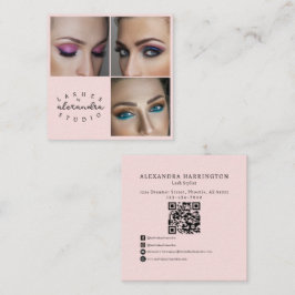 Tarjeta De Visita Cuadrada Pestañas de foto de código QR de icono social de e