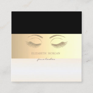 Tarjeta De Visita Cuadrada Pestañas Postizas Elegantes Modernas con Rayas y B
