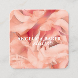 Tarjeta De Visita Cuadrada pétalos rosas en delicado arte fotográfico rosa pá