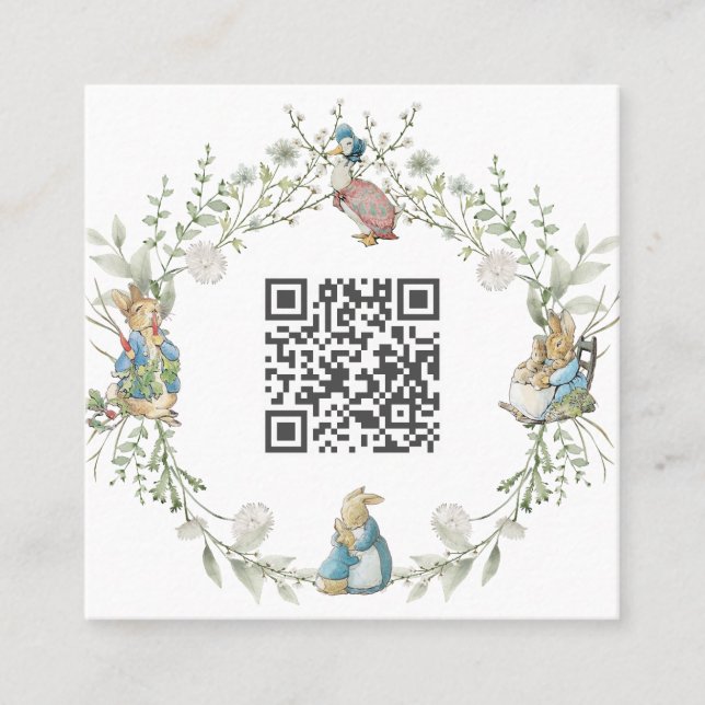 Tarjeta De Visita Cuadrada Peter the Rabbit Wildflower QR Code (Anverso)