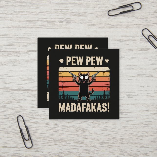 Tarjeta De Visita Cuadrada Pew Pew Hijos de... (Anverso/Reverso In Situ)