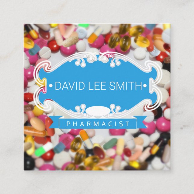 Tarjeta De Visita Cuadrada Pharmacist  Pharmacy Pills Store (Anverso)