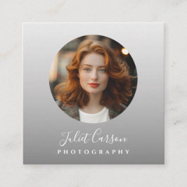 Tarjeta De Visita Cuadrada Photography Calligraphy Script Circle Photo  