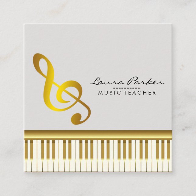 Tarjeta De Visita Cuadrada Pianista del músico del teclado de piano del (Anverso)
