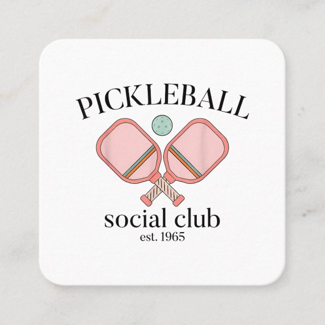 Tarjeta De Visita Cuadrada Pickle Ball Social Club EST 1965 Hombres Mujeres (Anverso)