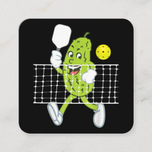 Tarjeta De Visita Cuadrada Pickle Jugando Pickleball - Divertido Paddle