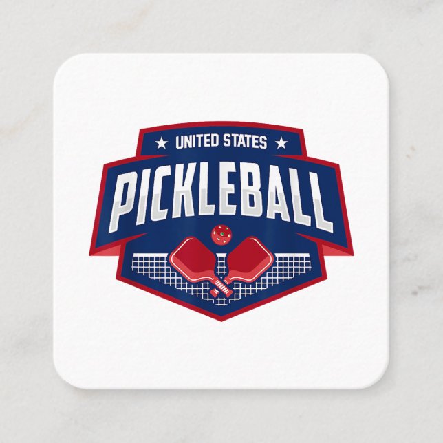 Tarjeta De Visita Cuadrada Pickleball Support Team Pickleball Player USA (Anverso)