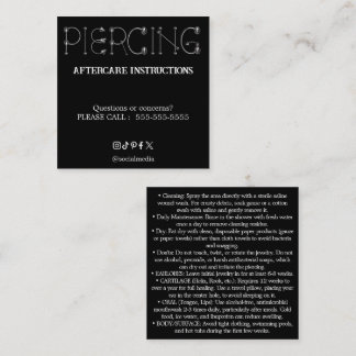 Tarjeta De Visita Cuadrada Piercing Aftercare Instructions Business Card