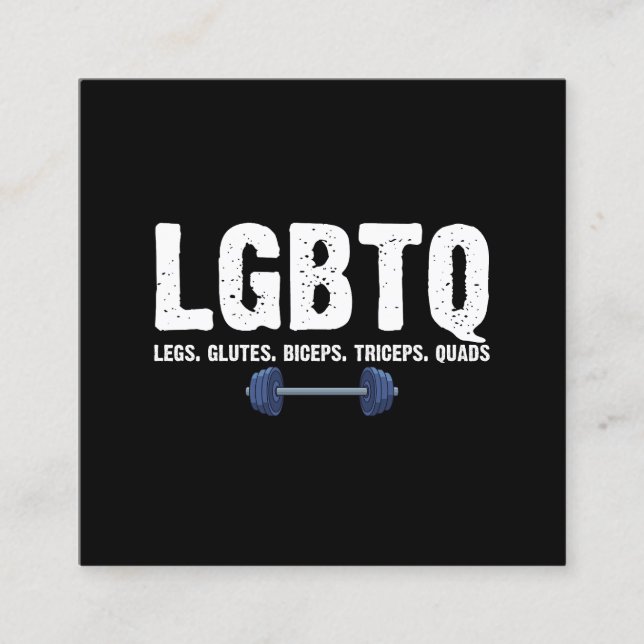 Tarjeta De Visita Cuadrada Piernas LGBTQ Glutes Biceps Triceps Quads Gym Love (Anverso)