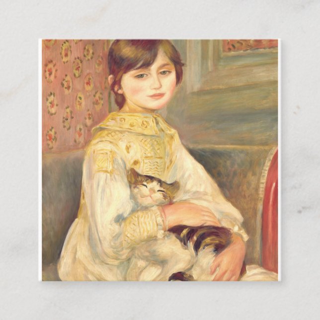 Tarjeta De Visita Cuadrada Pierre Auguste Renoir - Julie Manet Con Gato (Anverso)