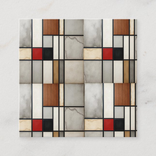 Tarjeta De Visita Cuadrada Piet Mondrian Vintage (Anverso)