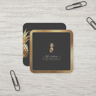 TARJETA DE VISITA CUADRADA PIÑAS DE ORO FAUX FONDO DIY