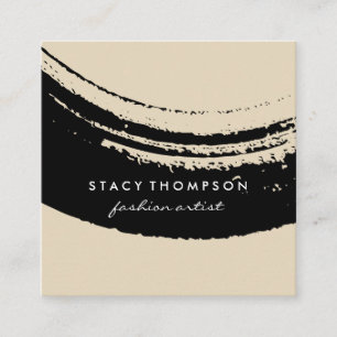 Tarjeta De Visita Cuadrada Pincel artístico negro