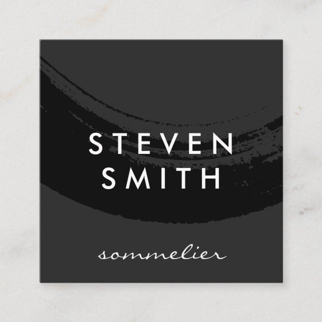 Tarjeta De Visita Cuadrada Pincel artístico negro sobre negro (Anverso)