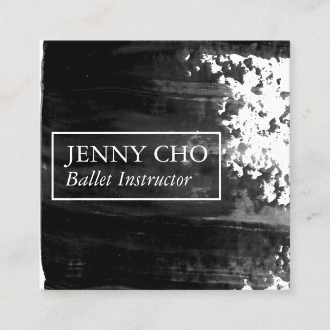 Tarjeta De Visita Cuadrada Pincel de franja de pintura negra (Anverso)