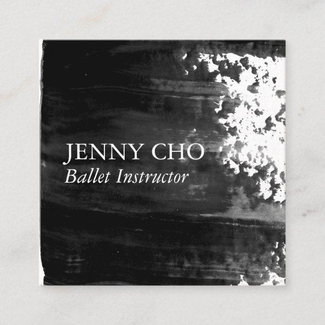 Tarjeta De Visita Cuadrada Pincel de franja de pintura negra (Anverso)