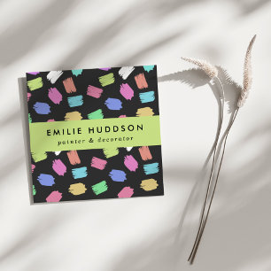 Tarjeta De Visita Cuadrada Pincel de pincel, pintador, pintura, decorador