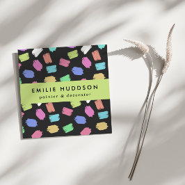 Tarjeta De Visita Cuadrada Pincel de pincel, pintador, pintura, decorador