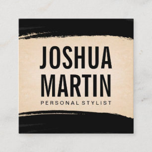Tarjeta De Visita Cuadrada Pincel negro   Textura de papel