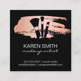 Tarjeta De Visita Cuadrada Pinceles de maquillaje   Artista de maquillaje