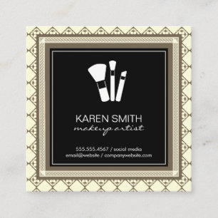 Tarjeta De Visita Cuadrada Pinceles de maquillaje   Artista de maquillaje   B