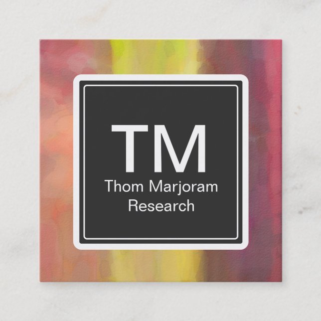 Tarjeta De Visita Cuadrada Pinceles ondulados monograma negrita (Anverso)