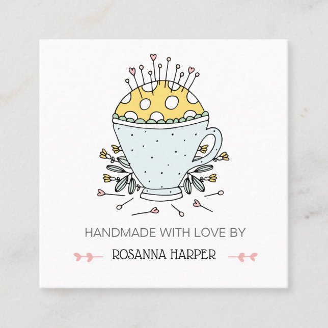 Tarjeta De Visita Cuadrada Pincushion Quilter Saving Biz (Anverso)