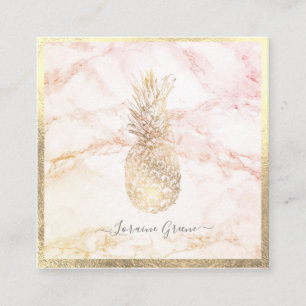 TARJETA DE VISITA CUADRADA PINEAPPLE DE ORO FAUX+MÁRMOL