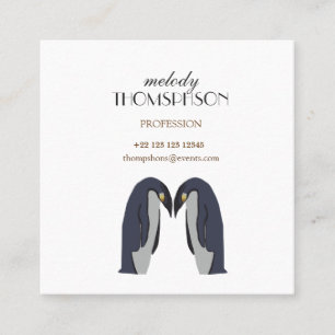 Tarjeta De Visita Cuadrada Pingüinos