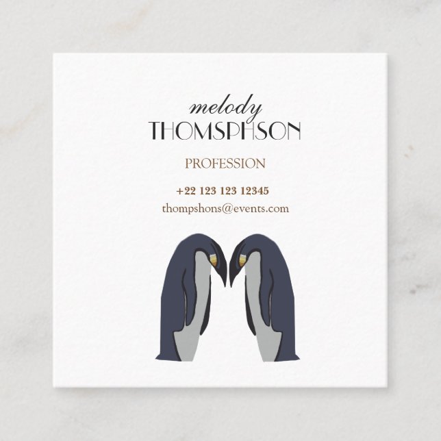 Tarjeta De Visita Cuadrada Pingüinos (Anverso)