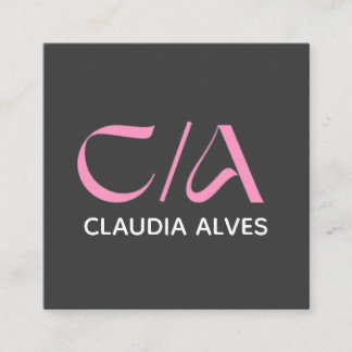 Tarjeta De Visita Cuadrada pink and black modern Qr code business card square