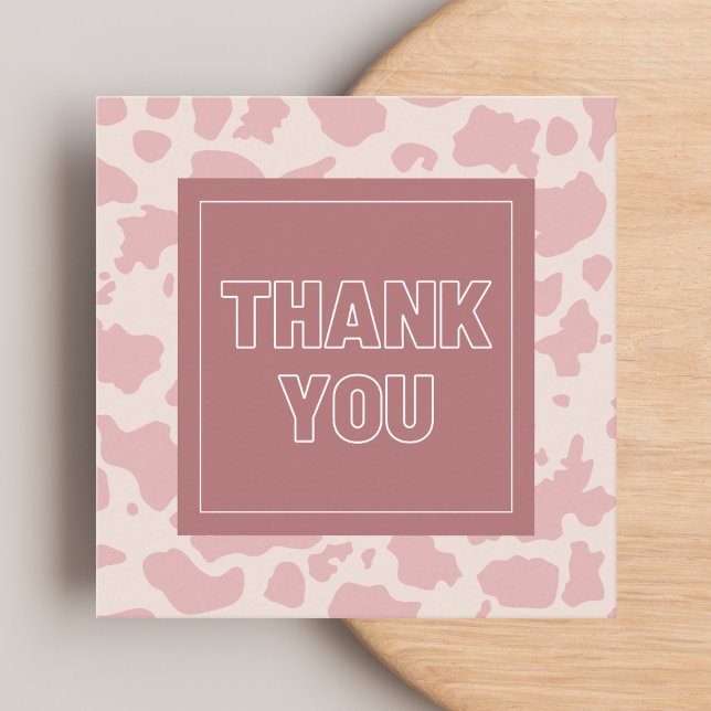 Tarjeta De Visita Cuadrada Pink Cow Spots Animal Print Gracias A La Moda Mode (Subido por el creador)