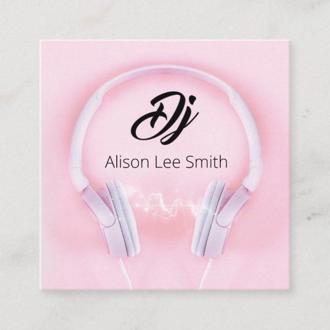 Tarjeta De Visita Cuadrada Pink DJ (Anverso)