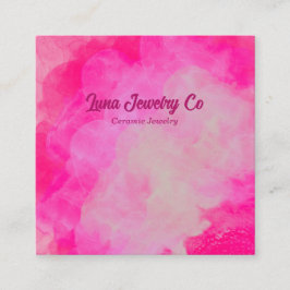 Tarjeta De Visita Cuadrada Pink Flower Burst Jewelry Craft Business Card