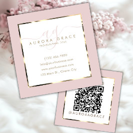 Tarjeta De Visita Cuadrada Pink & Gold Professional Prestige