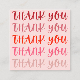 Tarjeta De Visita Cuadrada Pink Gracias Gracias Gracias Cartas