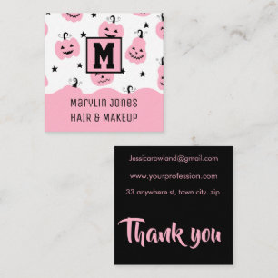 TARJETA DE VISITA CUADRADA PINK HALLOWEEN PUMPKIN
