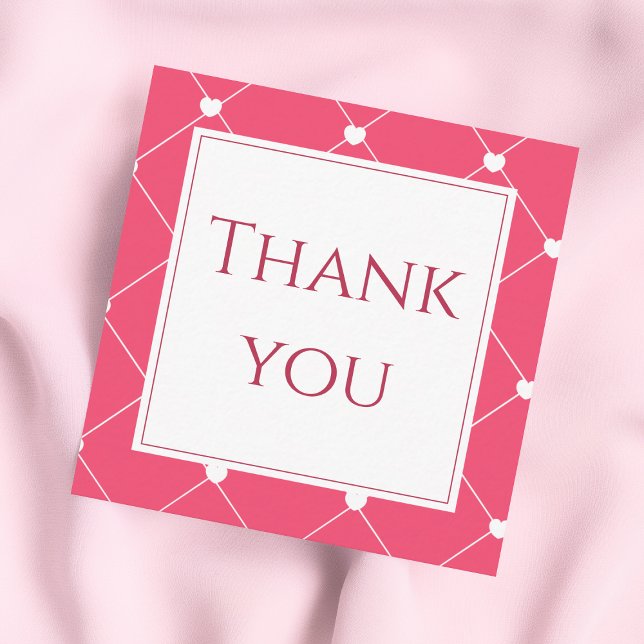 Tarjeta De Visita Cuadrada Pink Heart Grid Business Thank You Insert Card (Subido por el creador)