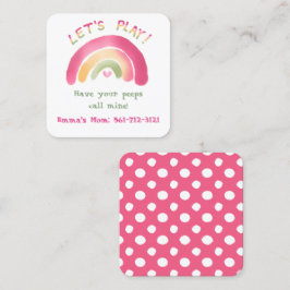 Tarjeta De Visita Cuadrada Pink Rainbow Rounding Square Play Date Cards