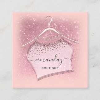 Tarjeta De Visita Cuadrada Pink Rose Cloth Hanger Fashion Boutique