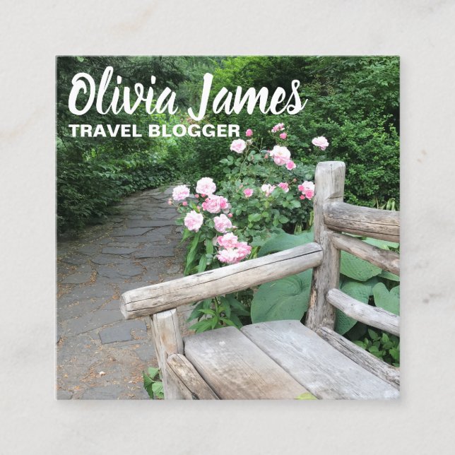 Tarjeta De Visita Cuadrada Pink Roses Central Park Garden Photography NYC (Anverso)
