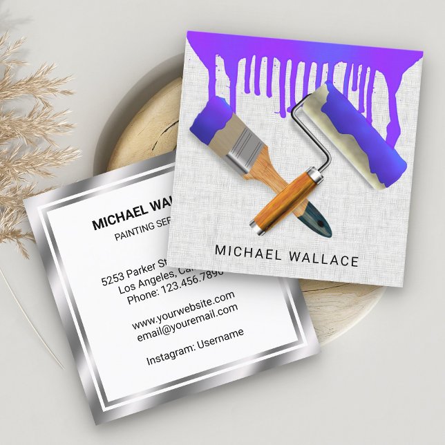 Tarjeta De Visita Cuadrada Pintador profesional de la pintura de pintura de d (Subido por el creador)