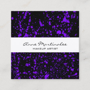 Tarjeta De Visita Cuadrada Pintar púrpura salpicar en negro
